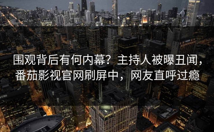 围观背后有何内幕？主持人被曝丑闻，番茄影视官网刷屏中，网友直呼过瘾