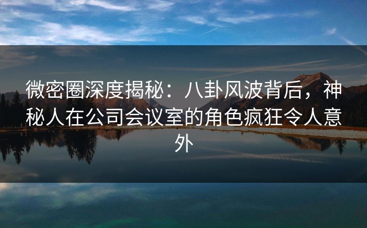 微密圈深度揭秘：八卦风波背后，神秘人在公司会议室的角色疯狂令人意外